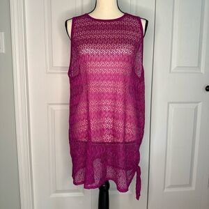 Sleeveless Magenta Knit swimsuit‎ coverup